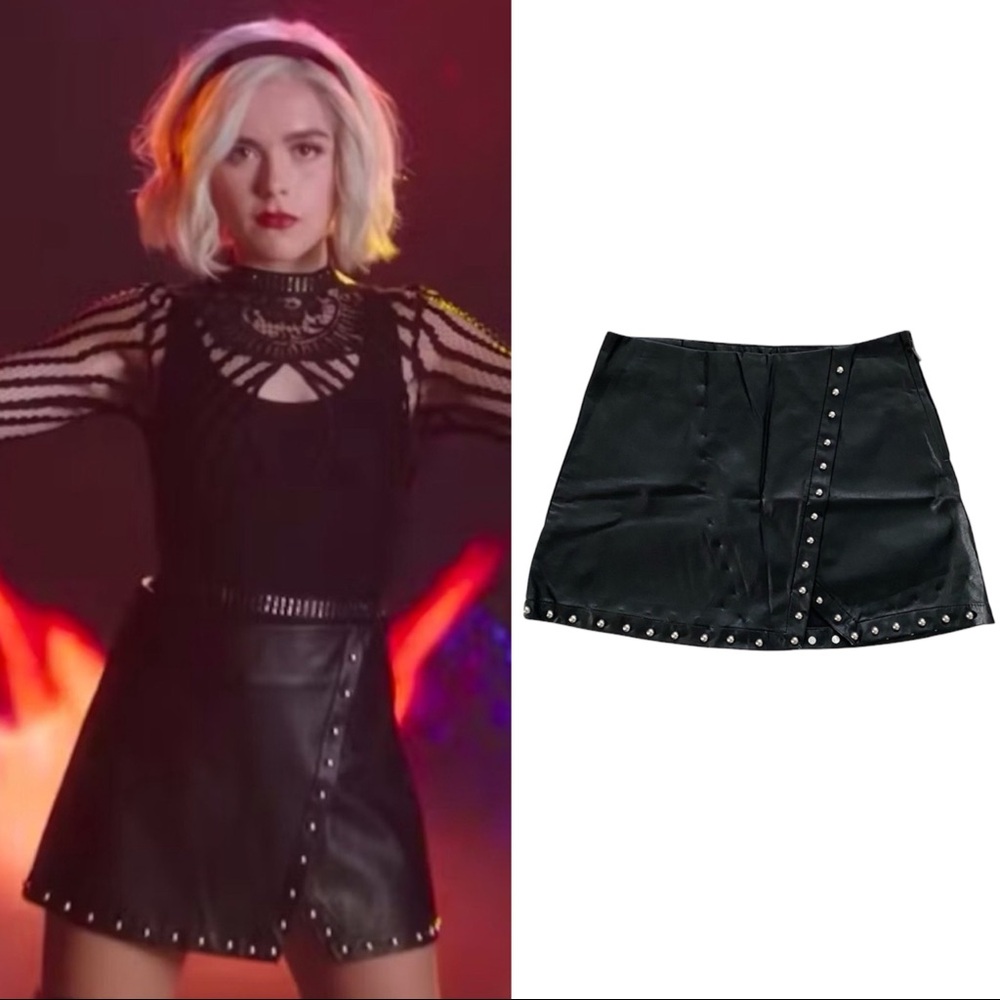 SA Sabrina Spellman Forever 21 Faux Leather Studded Skirt